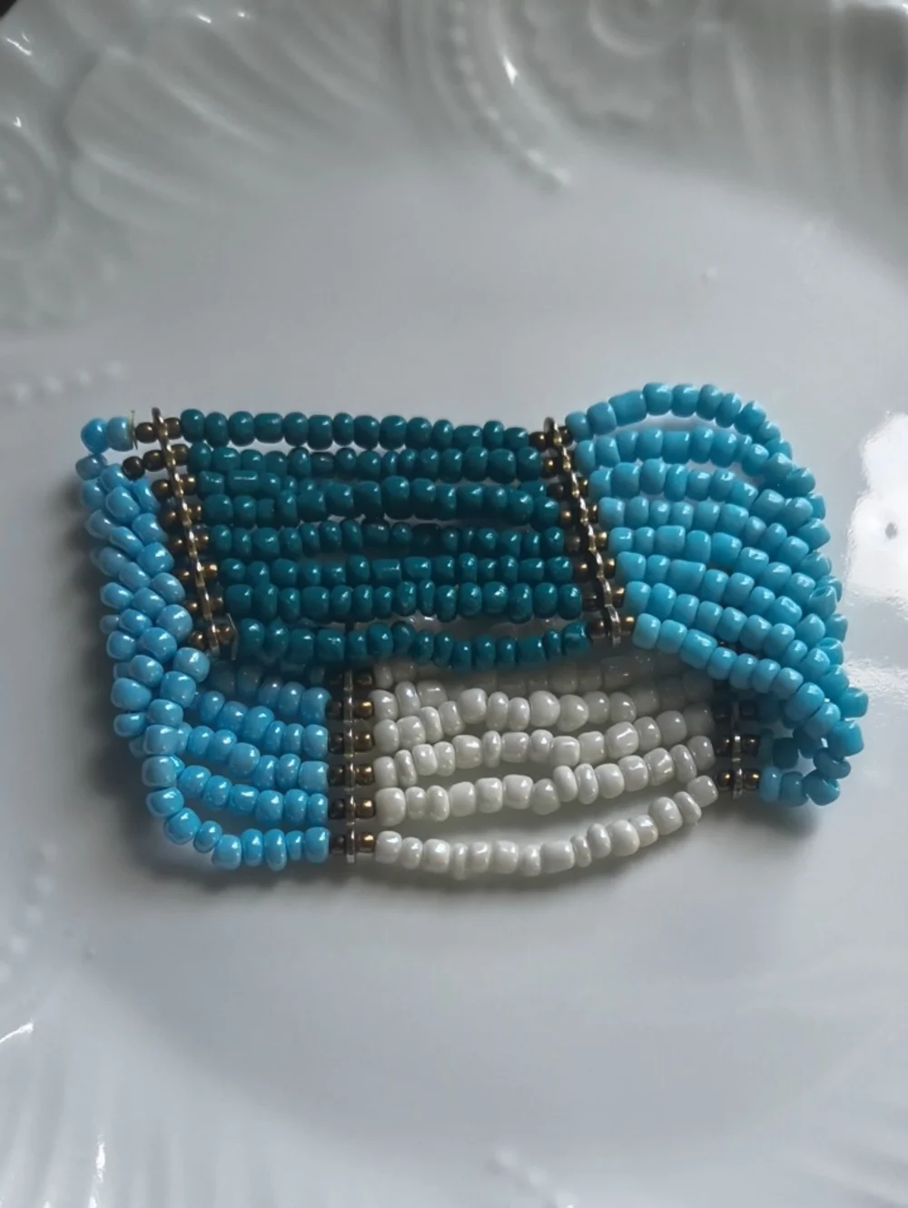 Wide Beaded Wrist Cuff 8 Strands Of Beads